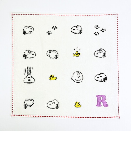 スヌーピー ミニタオル アイコン(R) イニシャル アイボリー ハンカチ SNOOPY