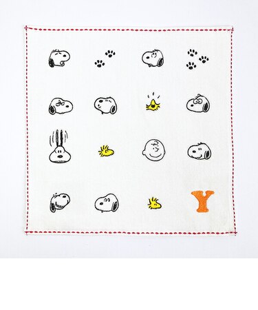 スヌーピー ミニタオル アイコン(Y) イニシャル アイボリー ハンカチ SNOOPY
