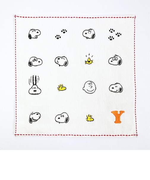 スヌーピー ミニタオル アイコン(Y) イニシャル アイボリー ハンカチ SNOOPY