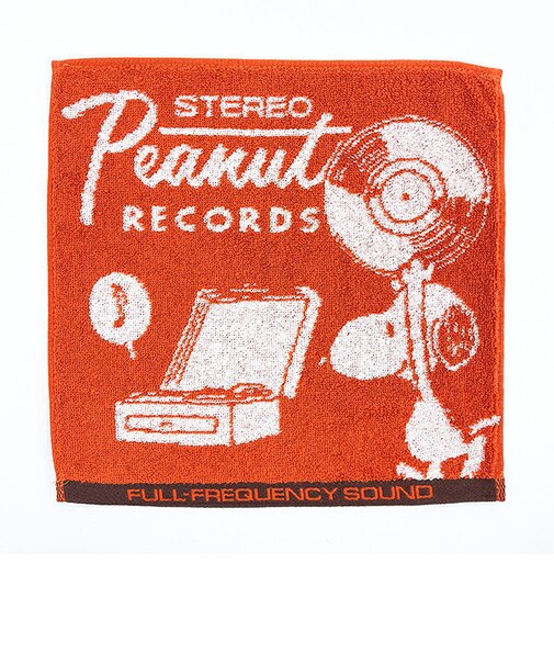 スヌーピー ミニタオル RECORDS オレンジ ハンカチ SNOOPY