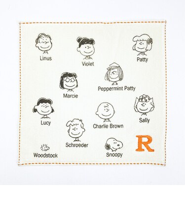 スヌーピー イニシャルミニタオル (R) アイボリー ハンカチ SNOOPY