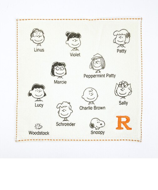 スヌーピー イニシャルミニタオル (R) アイボリー ハンカチ SNOOPY