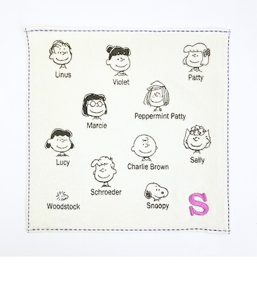 スヌーピー イニシャルミニタオル (S) アイボリー ハンカチ SNOOPY