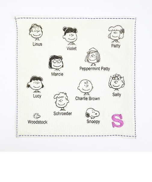 スヌーピー イニシャルミニタオル (S) アイボリー ハンカチ SNOOPY