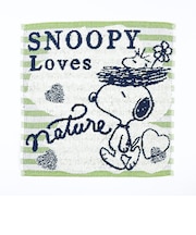 スヌーピー ミニタオル ストライプ グリーン ハンカチ SNOOPY