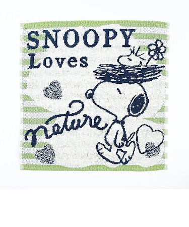 スヌーピー ミニタオル ストライプ グリーン ハンカチ SNOOPY