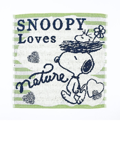 スヌーピー ミニタオル ストライプ グリーン ハンカチ SNOOPY