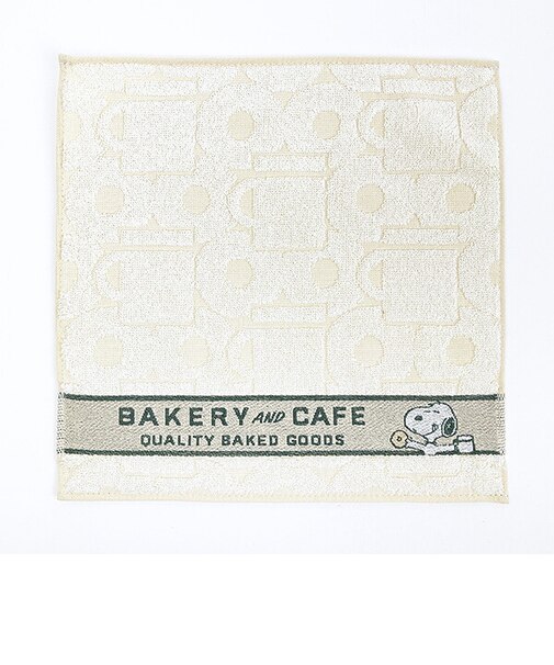 スヌーピー ミニタオル BAKERY＆CAFE グリーン ハンカチ SNOOPY