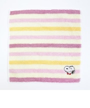 スヌーピー ミニタオル マルチボーダー ピンク リボン ハンカチ SNOOPY