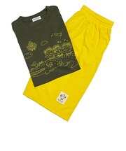 水森亜土 リラックスドライセットアップ ワニ グリーン×イエロー アパレル パジャマ