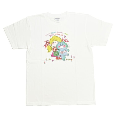 水森亜土 カラーTシャツ(M) ネコ ホワイト アパレル