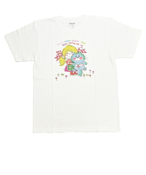 水森亜土 カラーTシャツ(M) ネコ ホワイト アパレル