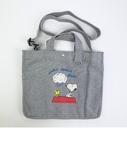 スヌーピー 2wayスクエアトートバッグ (グレー)  ルートート ROOTOTE SNOOPY