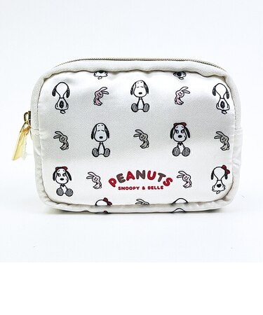 スヌーピー &ベル サテンミニポーチ アイボリー SNOOPY
