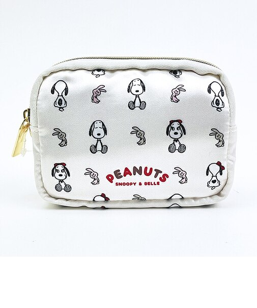 スヌーピー &ベル サテンミニポーチ アイボリー SNOOPY