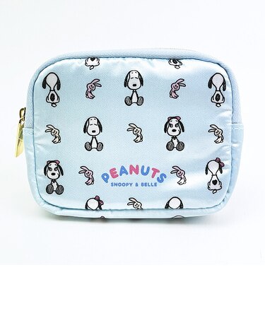 スヌーピー ＆ベル サテンミニポーチ ライトブルー SNOOPY