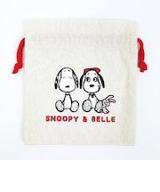 スヌーピー &ベル サガラ刺繍巾着 アイボリー SNOOPY