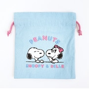 スヌーピー ＆ベル サガラ刺繍巾着 ライトブルー SNOOPY