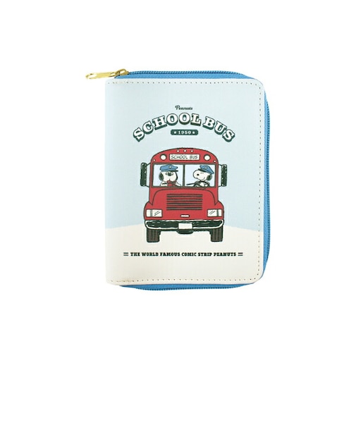 スヌーピー コンパクトマルチポーチ(きょうだいたち) Preppystyle schoolbus SNOOPY