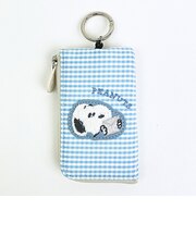 スヌーピー キーパスポーチ ブルー サガラワッペンチェック SNOOPY