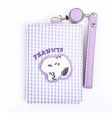 スヌーピー パスケース パープル 定期入れ サガラワッペンチェック SNOOPY