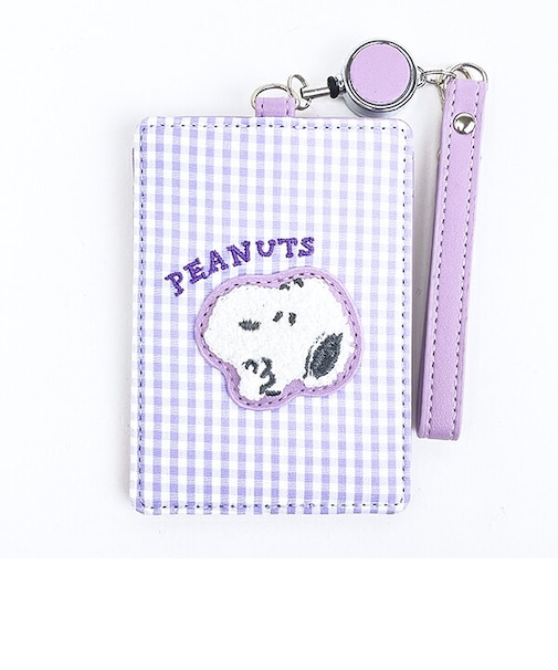 スヌーピー パスケース パープル 定期入れ サガラワッペンチェック SNOOPY