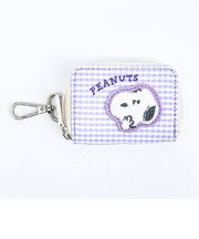 スヌーピー スマートキーケース パープル サガラワッペンチェック SNOOPY