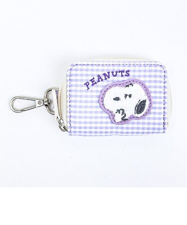 スヌーピー スマートキーケース パープル サガラワッペンチェック SNOOPY