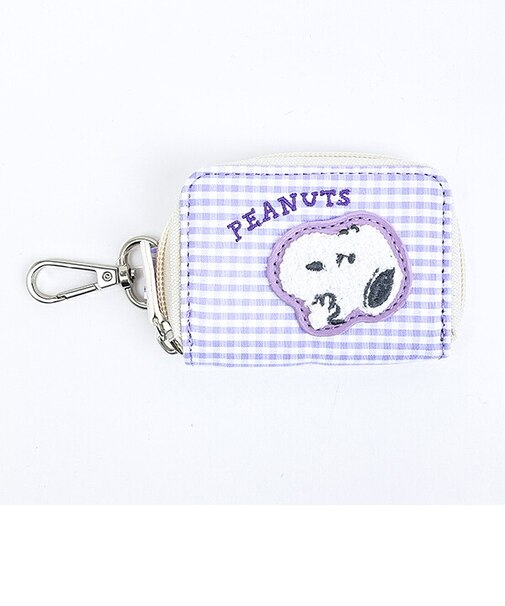 スヌーピー スマートキーケース パープル サガラワッペンチェック SNOOPY