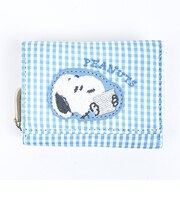 スヌーピー 三つ折り財布 ブルー サガラワッペンチェック SNOOPY