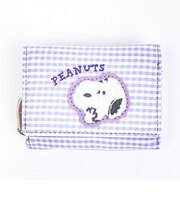スヌーピー 三つ折り財布 パープル サガラワッペンチェック SNOOPY
