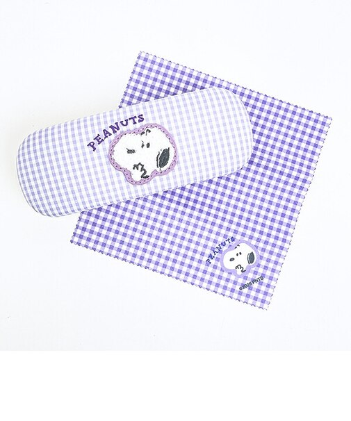 スヌーピー メガネケース パープル サガラワッペンチェック SNOOPY