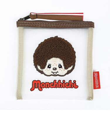 モンチッチ モンチッチくん サガラ刺繍メッシュポーチ (アイボリー)