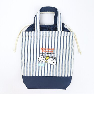 スヌーピー シューズケースバッグ ストライプ ブルー キッズ 入園入学 SNOOPY