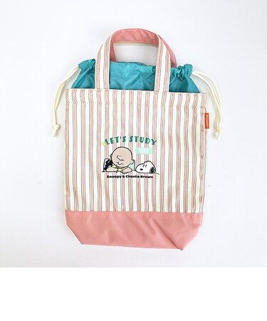 スヌーピー シューズケースバッグ ストライプ ピンク キッズ 入園入学 SNOOPY