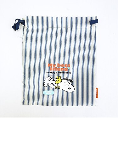スヌーピー 巾着 ストライプ ブルー SNOOPY