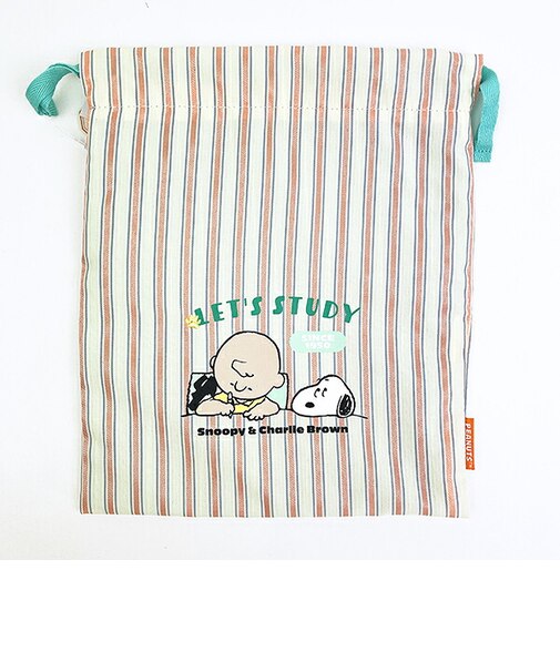 スヌーピー 巾着 ストライプ ピンク SNOOPY