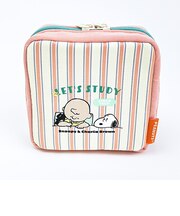 スヌーピー スクエアポーチ ストライプ ピンク SNOOPY