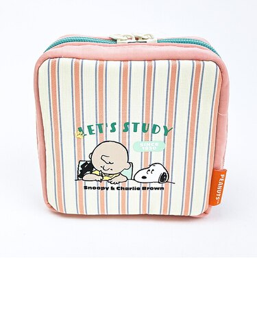 スヌーピー スクエアポーチ ストライプ ピンク SNOOPY