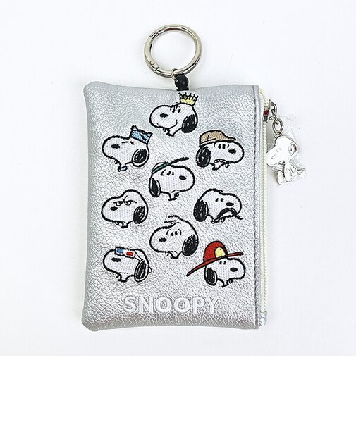 スヌーピー 刺繍パスポーチ シルバー パスケース SNOOPY