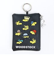 スヌーピー ウッドストック 刺繍パスポーチ ブラック パスケース SNOOPY