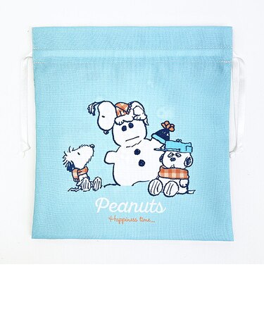 スヌーピー 巾着(M) (ブルー) ウィンターブラザーシリーズ 日本製 SNOOPY