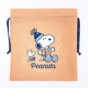 スヌーピー 巾着(M) (オレンジ) ウィンターブラザーシリーズ 日本製 SNOOPY