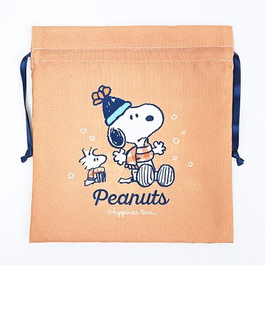 スヌーピー 巾着(M) (オレンジ) ウィンターブラザーシリーズ 日本製 SNOOPY