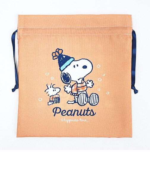 スヌーピー 巾着(M) (オレンジ) ウィンターブラザーシリーズ 日本製 SNOOPY
