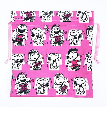 スヌーピー 巾着(M) PEANUTS 75th (ピンク) 日本製 SNOOPY