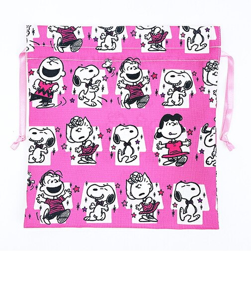 スヌーピー 巾着(M) PEANUTS 75th (ピンク) 日本製 SNOOPY