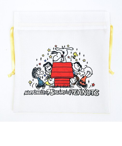 スヌーピー 巾着(M) PEANUTS 75th (カラフル) 日本製 SNOOPY