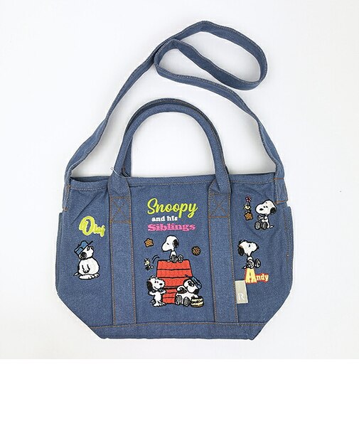スヌーピー 刺繍トートバッグ サックス ルートート ROOTOTE SNOOPY