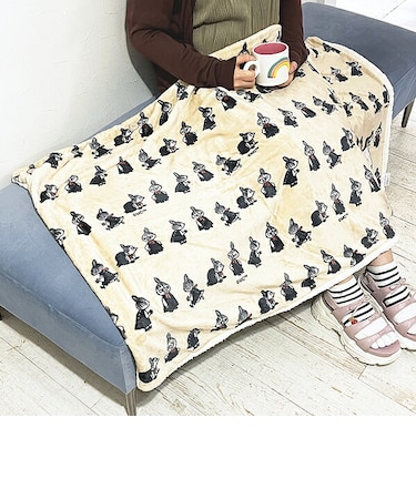 ムーミン リトルミイ ボア付き3WAYケープ ベージュ ラインミイ ブランケット MOOMIN